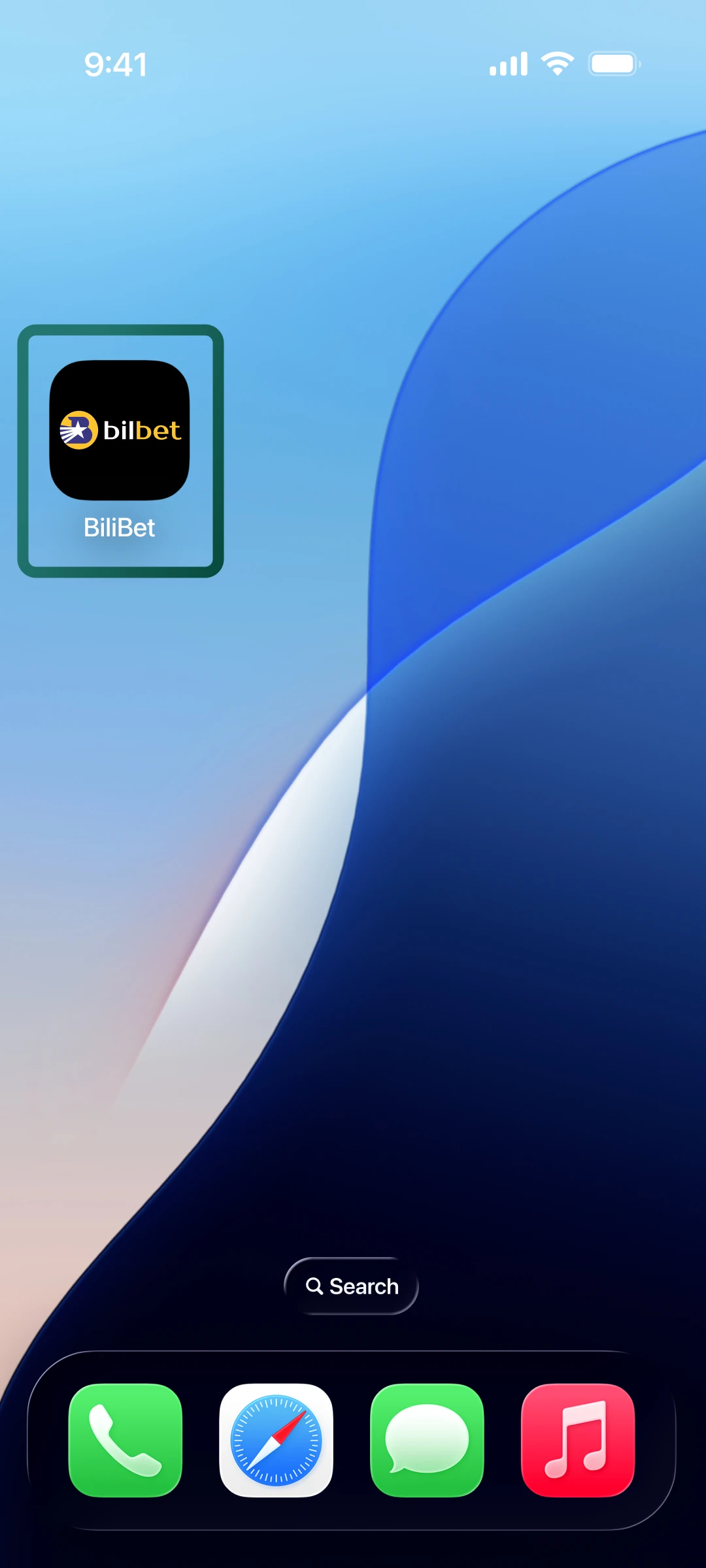 Find the new Bilbet icon on your home screen and tap it to open the app.