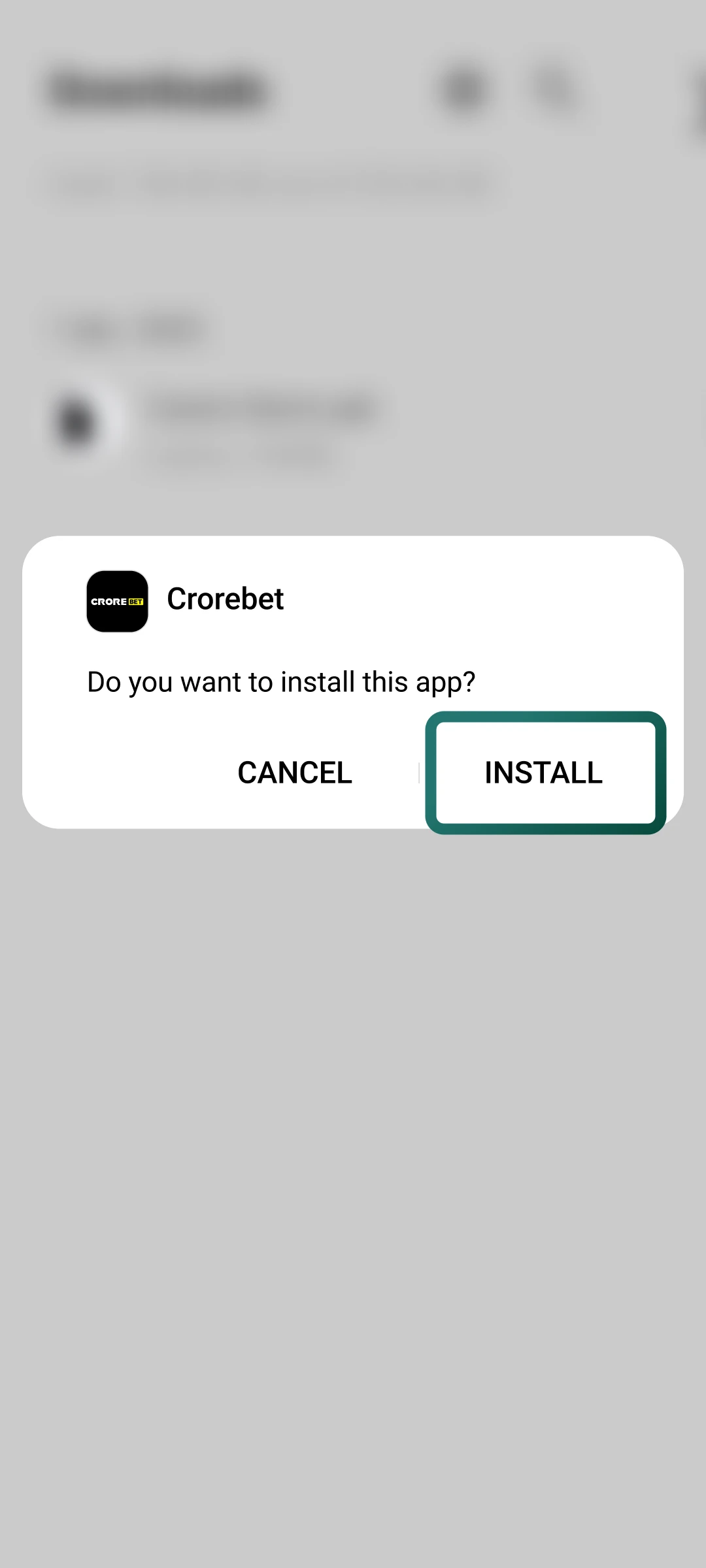 Press install and wait while the system completes the Crorebet setup process.