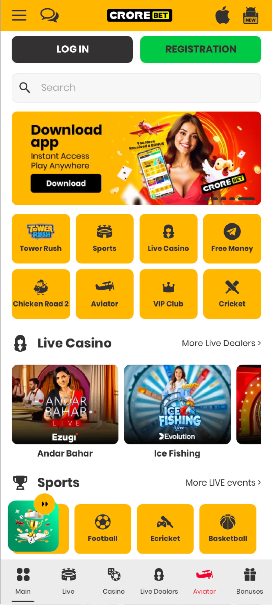 Start by opening the Crorebet app on your device or loading the platform page.