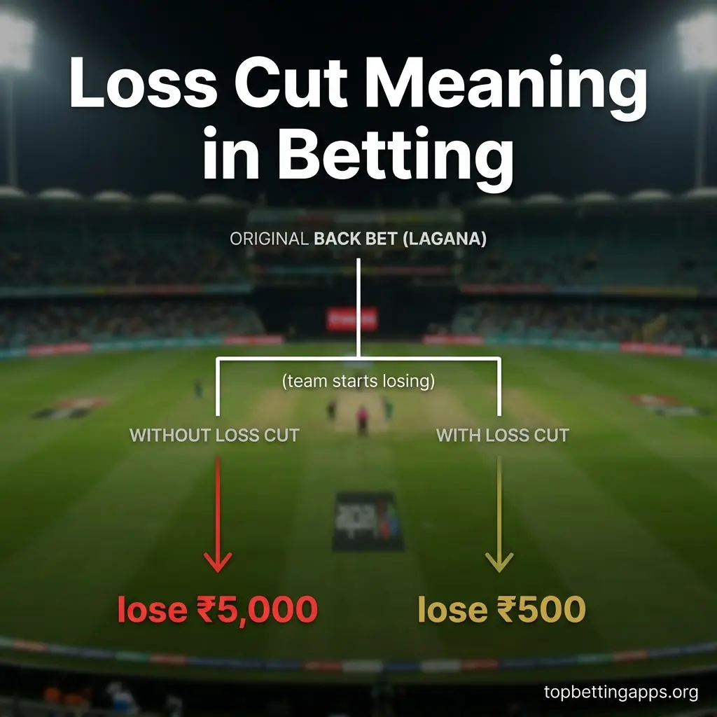 Loss cut meaning in betting - cutting potential deficit by placing lay bet when originally placed back bet using desi odds.