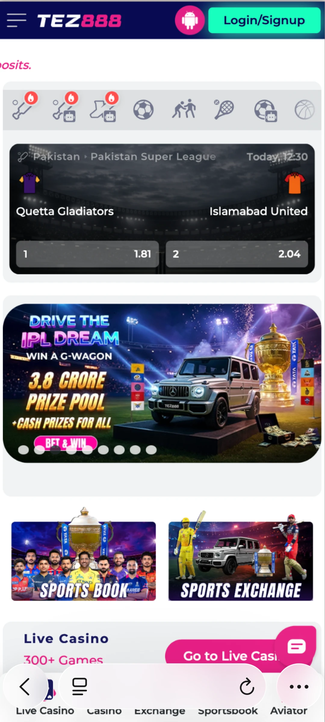 Open Safari on your iPhone and load the Tez888 platform page fully before the next step.