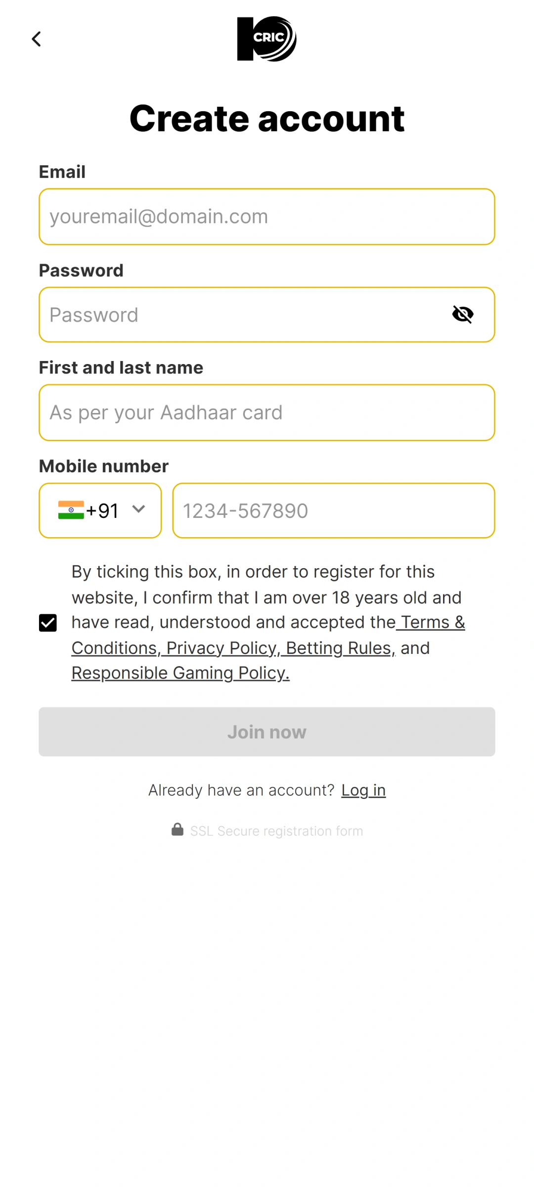 Complete your registration in the 10cric app to start playing.