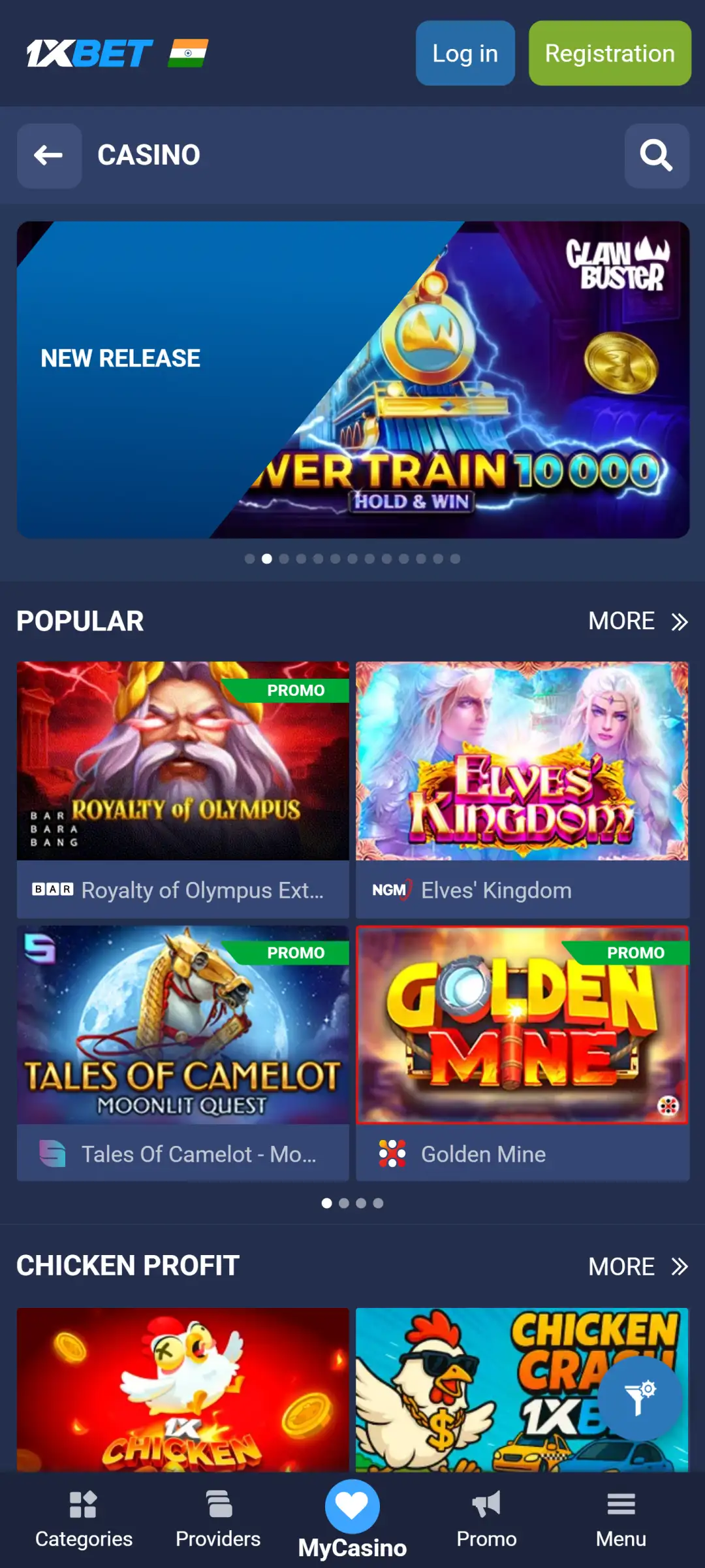 Visit the 1xBet app casino lobby and enjoy premium gambling games.