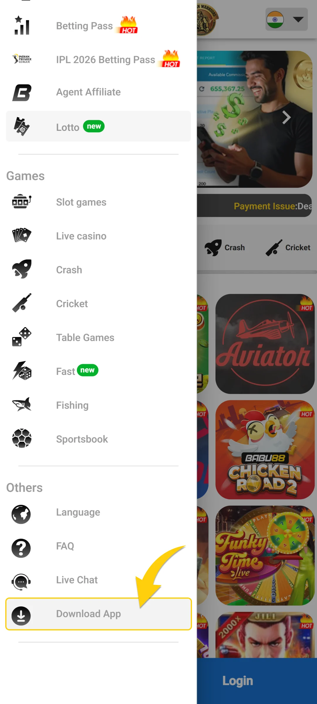 Visit the Babu88 official website and save the APK file to Android.