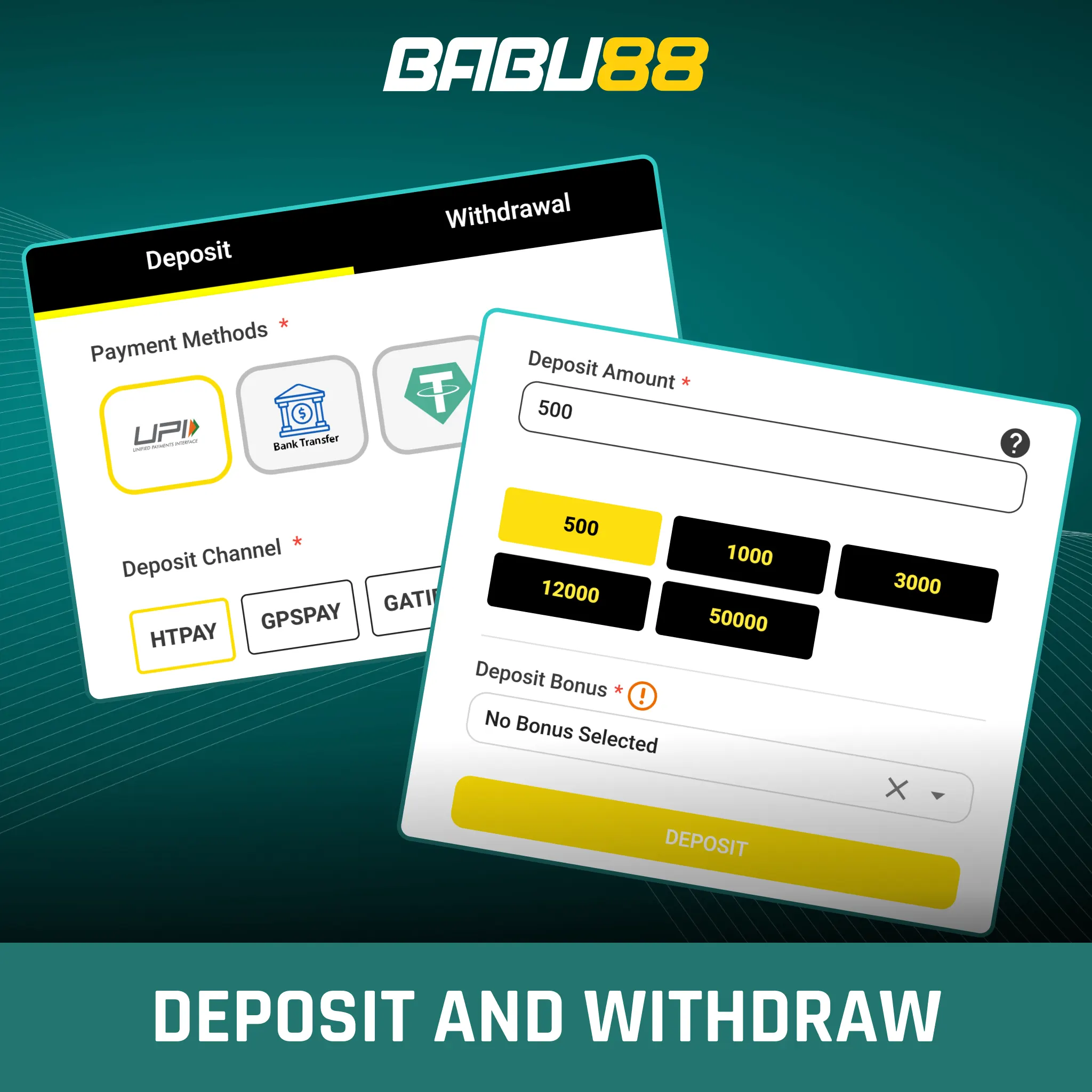Log in to Babu88 and use UPI for fast, secure transactions.