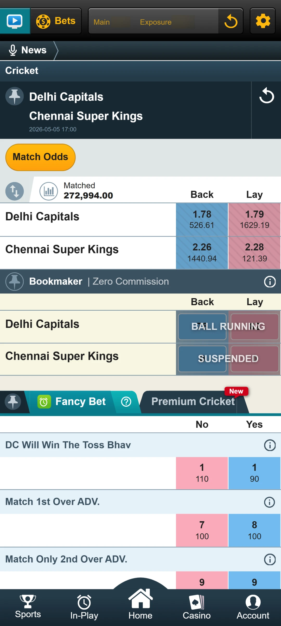 Check the odds and tap on your predicted result to select it.