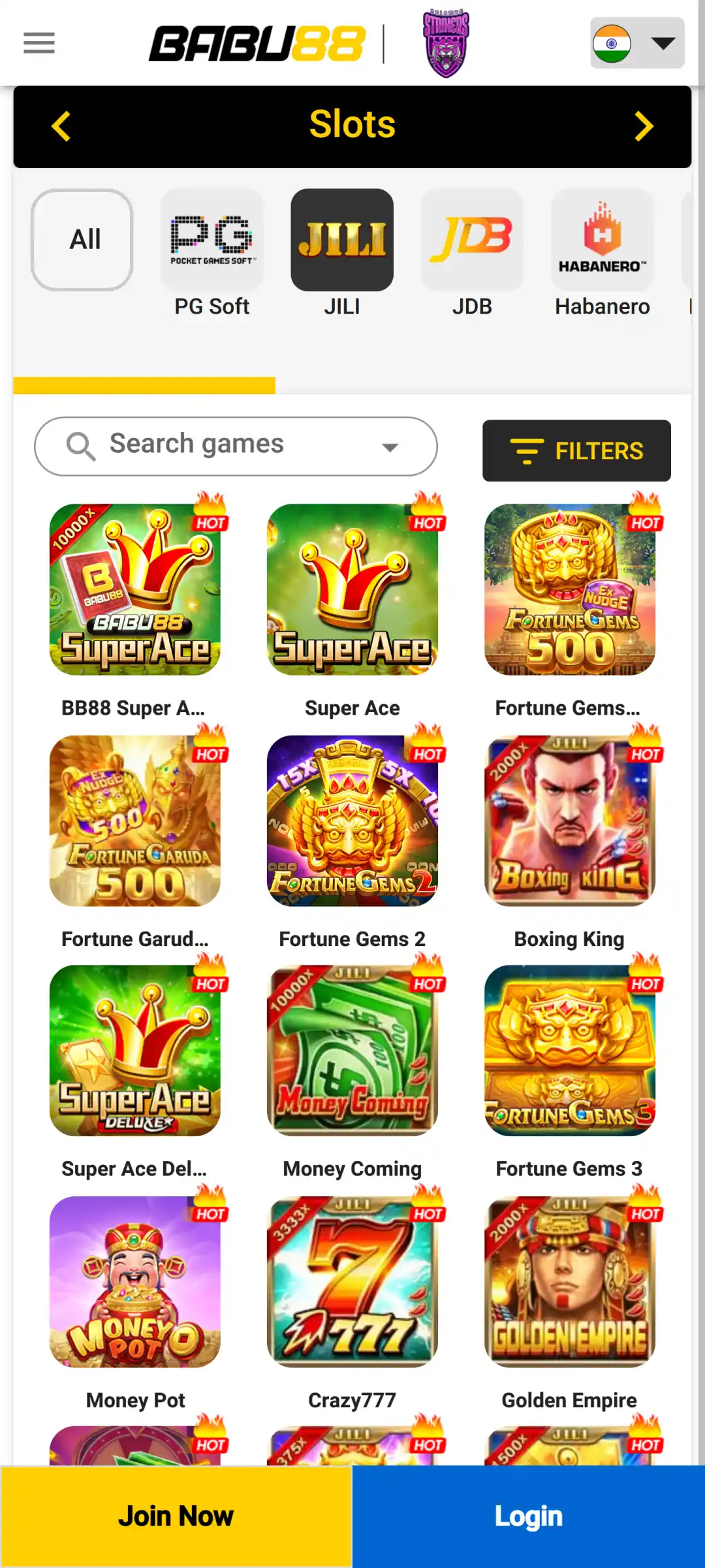 Enter the Babu88 app casino lobby and enjoy premium gambling games.