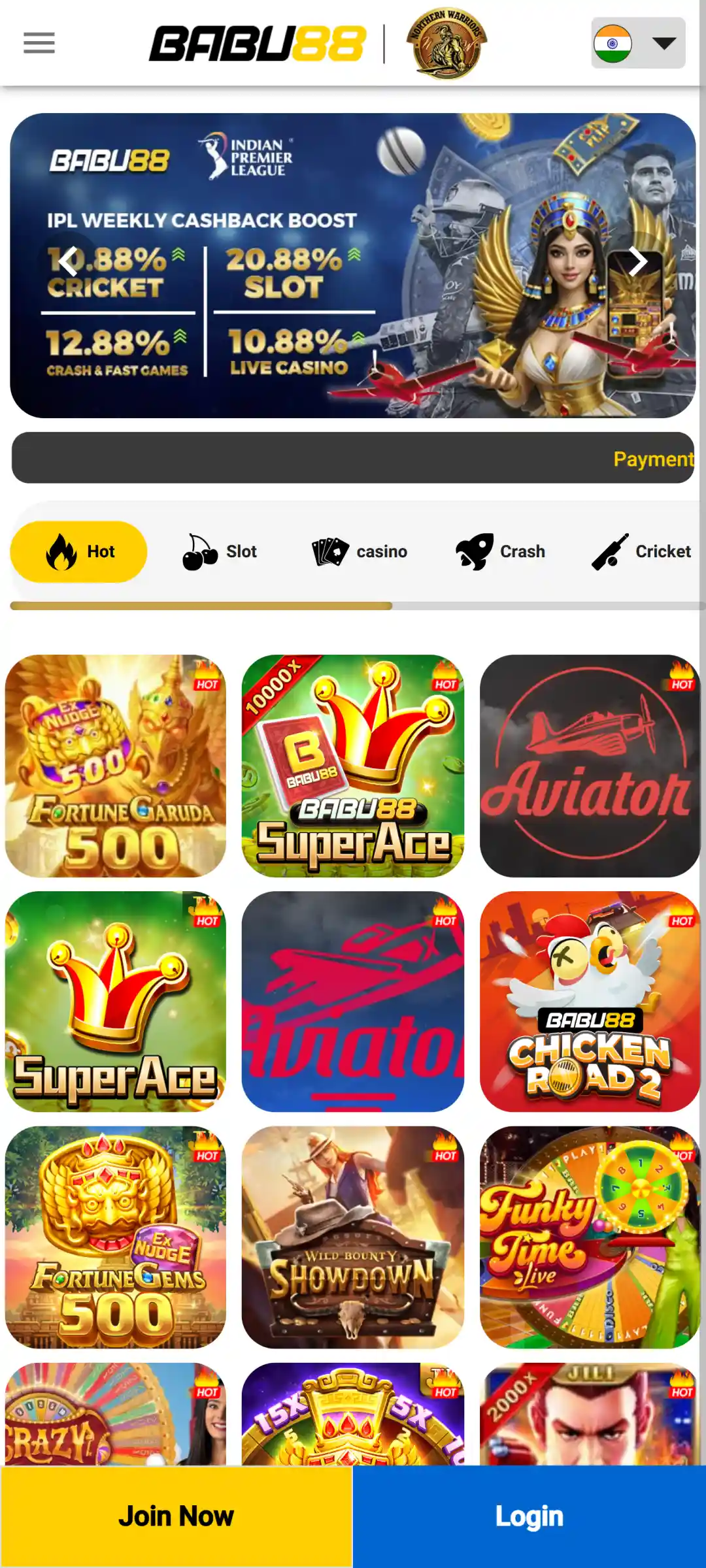 Access the main screen of the Babu88 app for simple navigation.