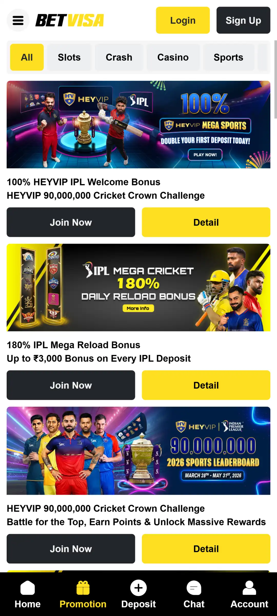 Check the current promotions in the Betvisa app for special bonuses.