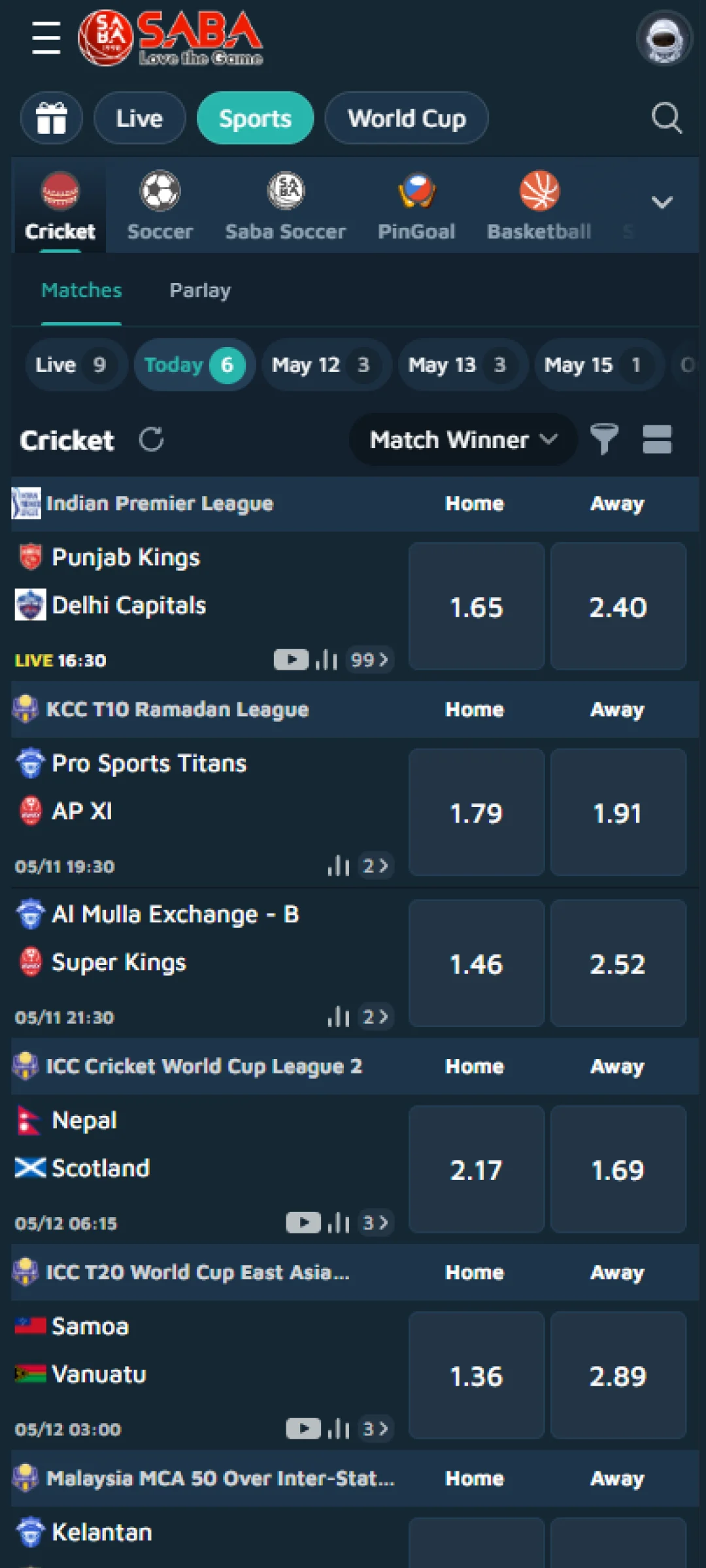 Choose a sporting event in the Betvisa app, place your bets and win.