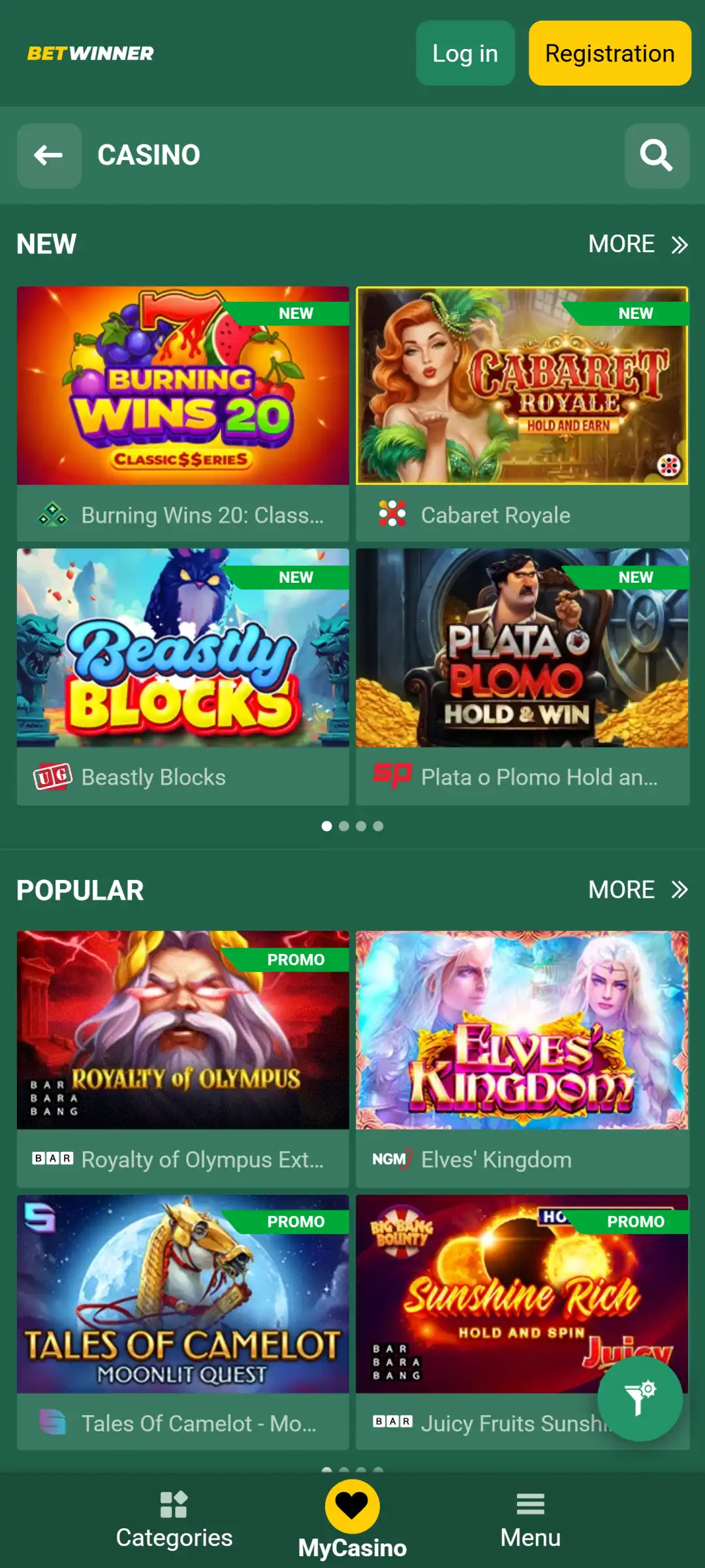 Access the BetWinner app casino lobby and start playing exciting games.