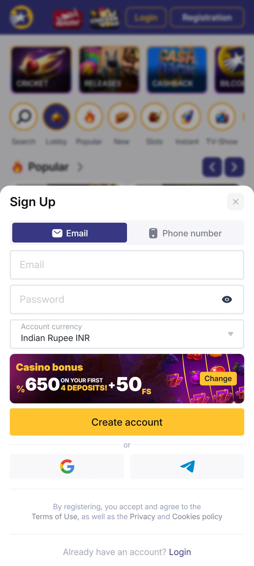 Complete your registration in the Bilbet app to start your journey.