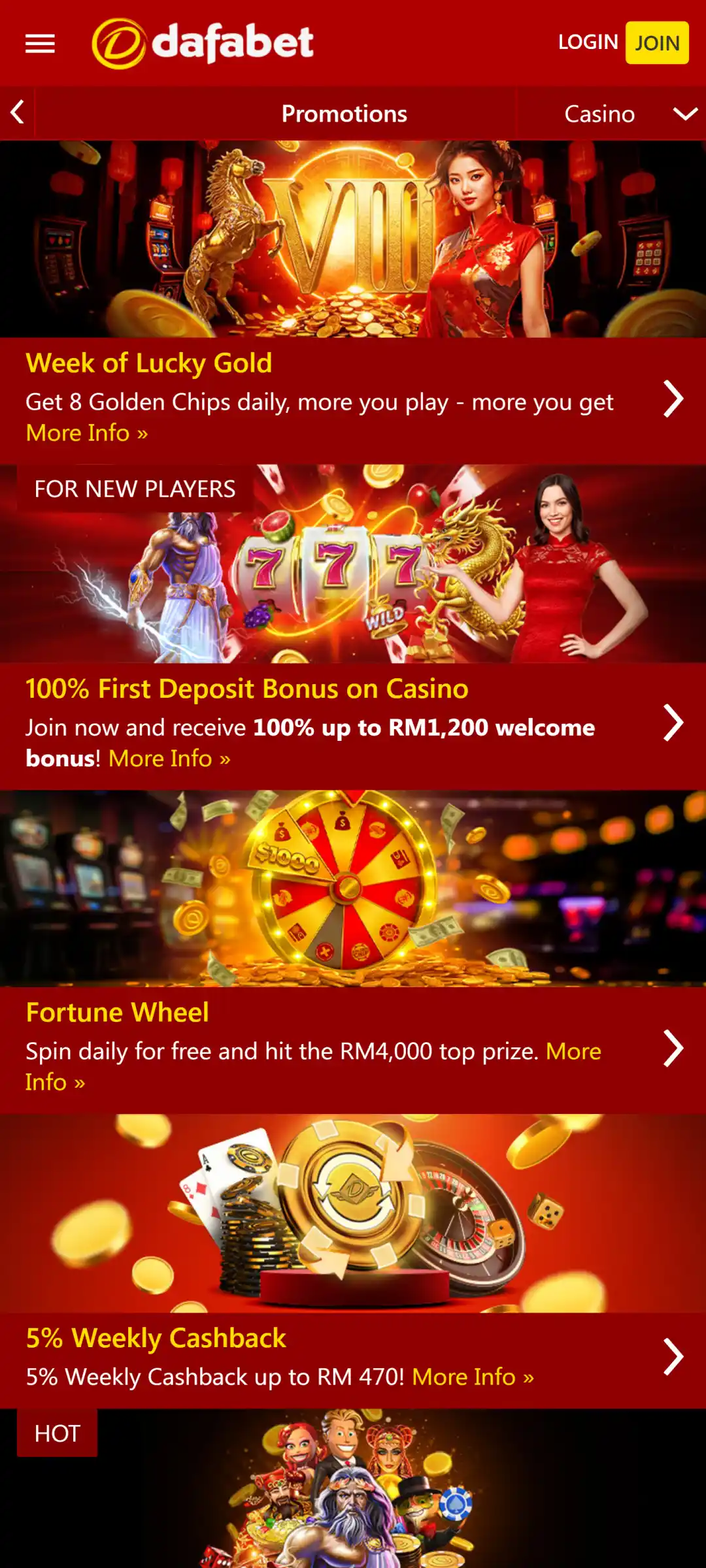 View the latest promotions in the Dafabet app for special rewards.
