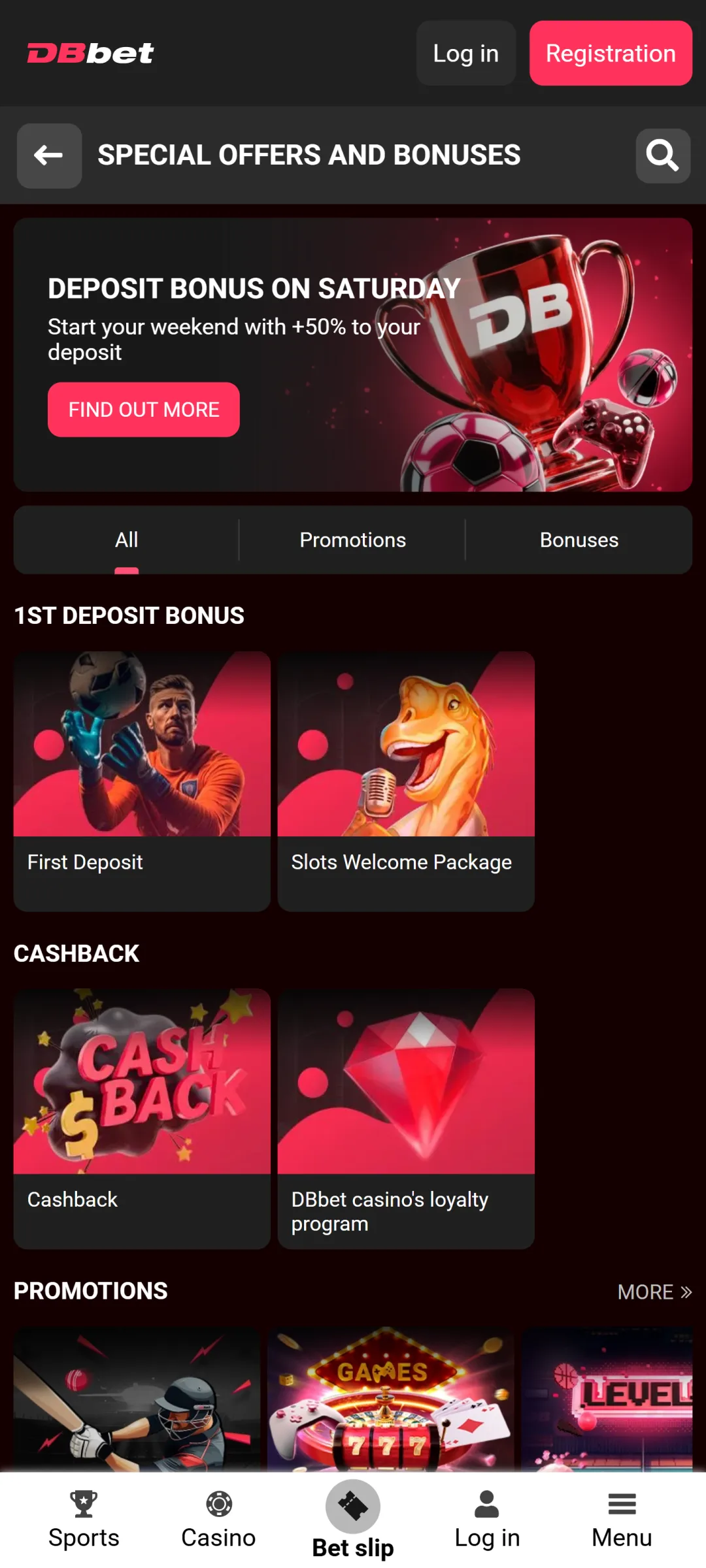 View current promotions in the Dbbet app and claim your bonus.