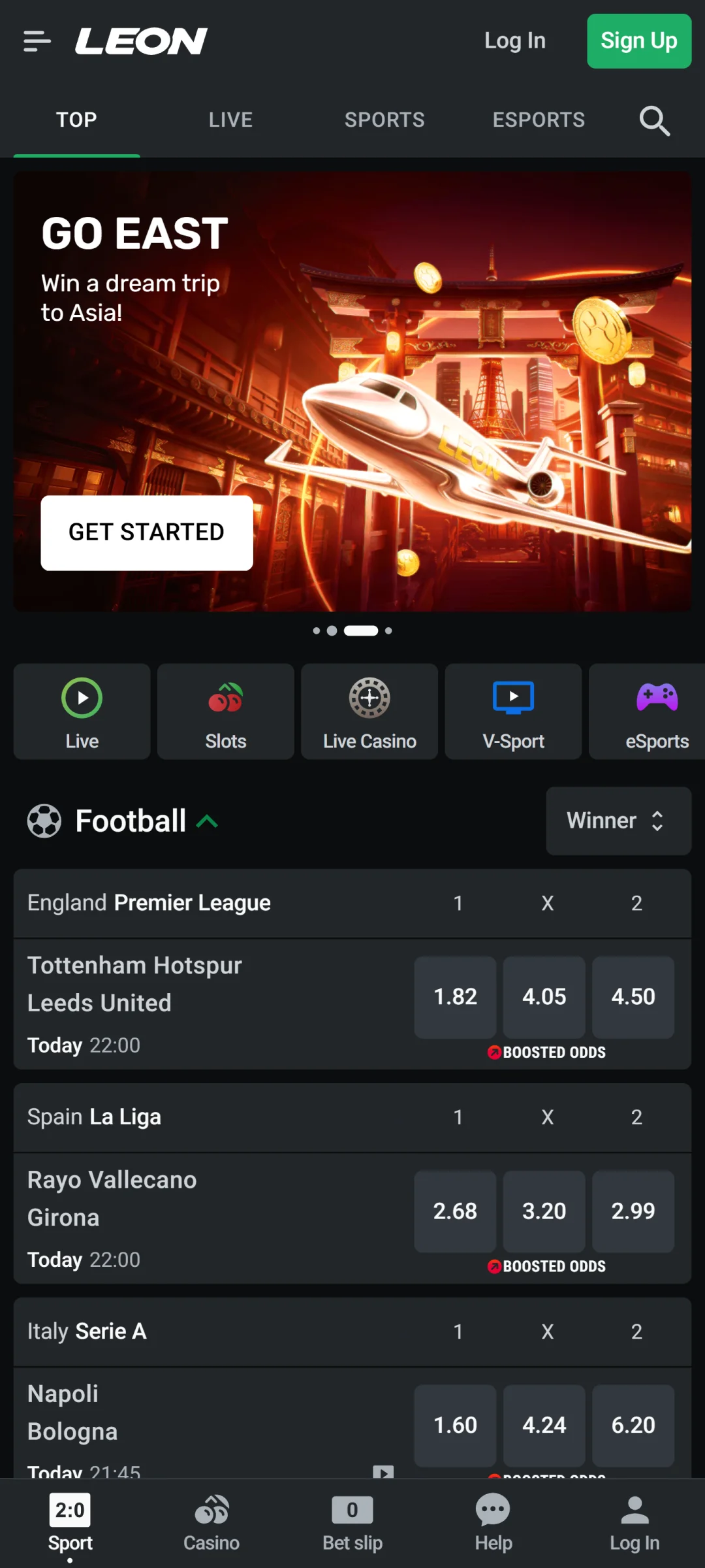 Launch the main dashboard of the LeonBet app to explore features.
