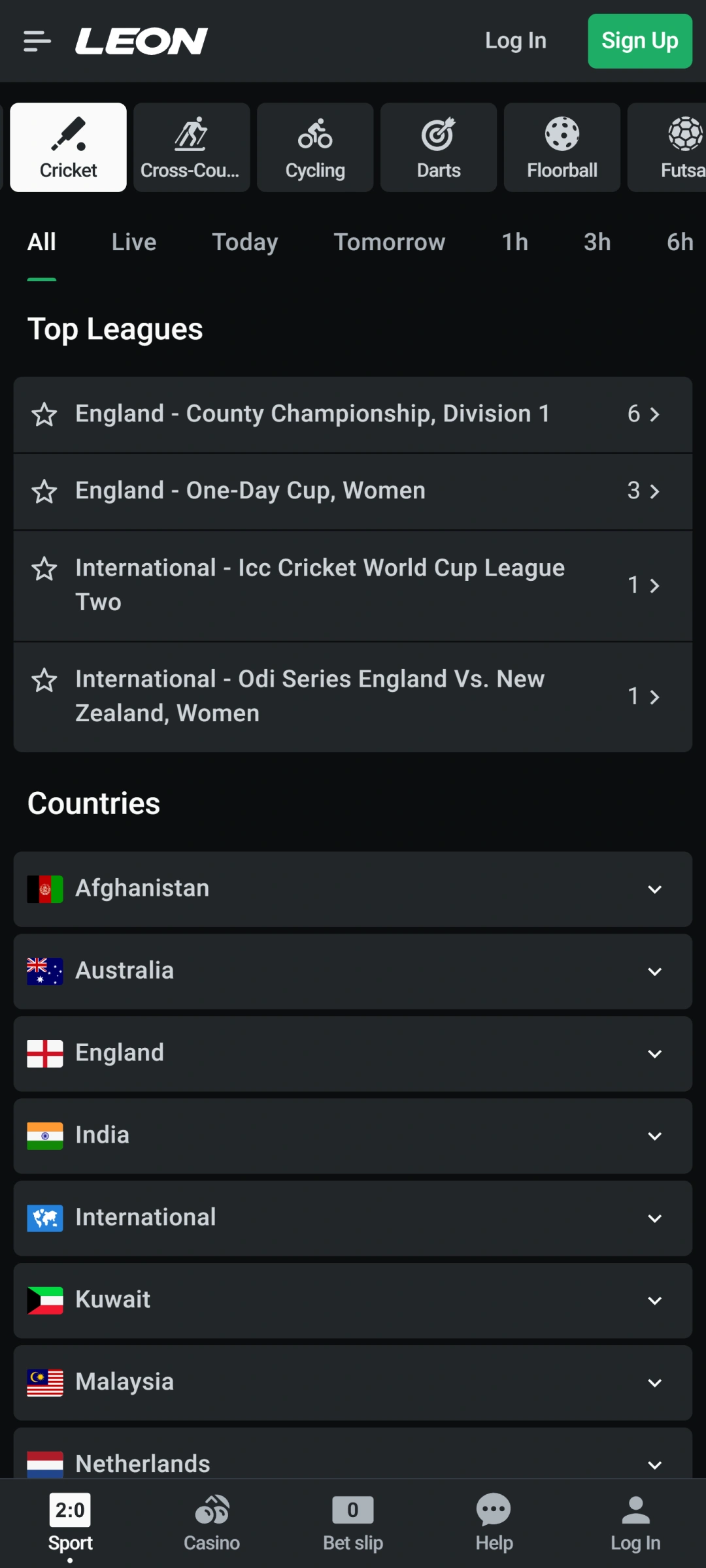Select a sport event in the LeonBet app to place your bets.