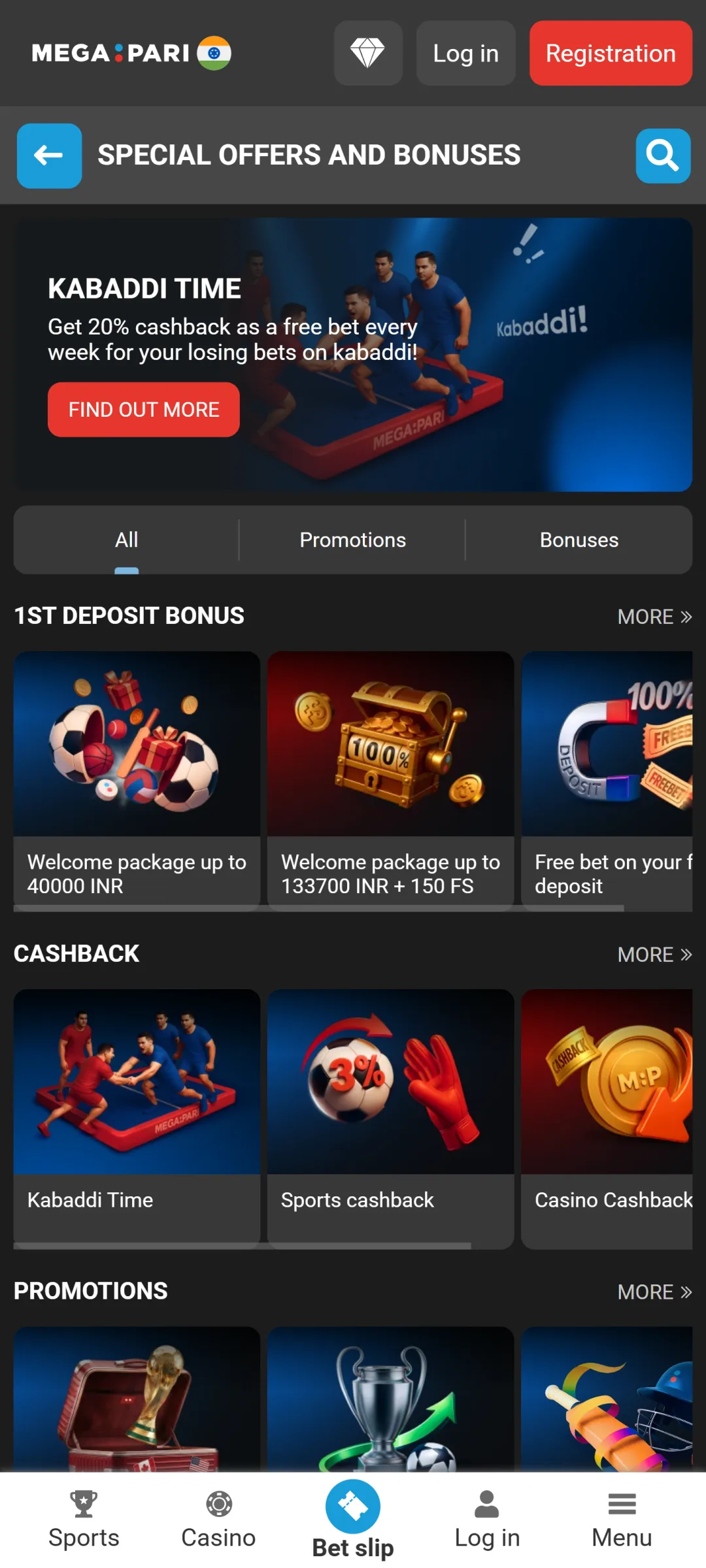 Check all available promotions in the MegaPari app for better rewards.