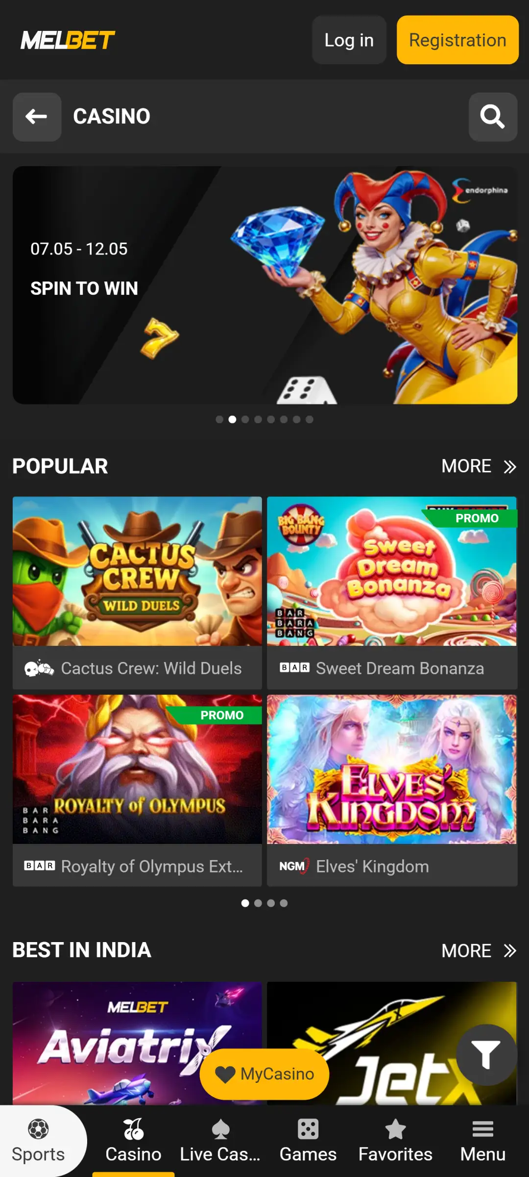 Open the Melbet app casino section and enjoy your favorite slots.