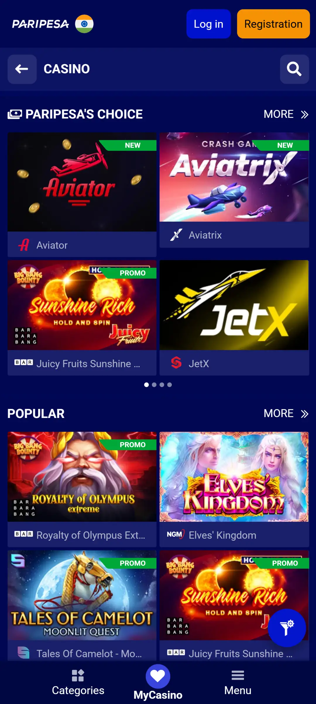 Visit the Paripesa app casino area and enjoy diverse gambling options.
