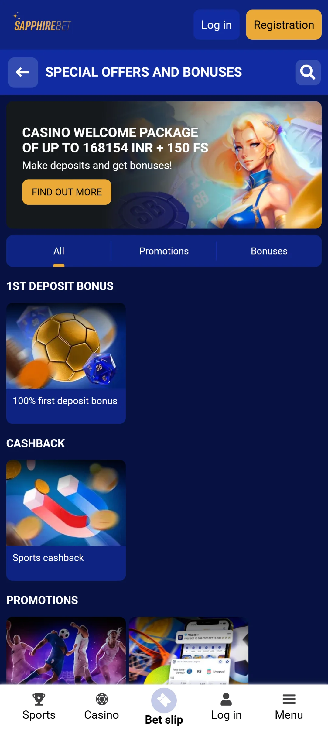 Browse active promotions in the Sapphirebet app for exclusive player rewards.