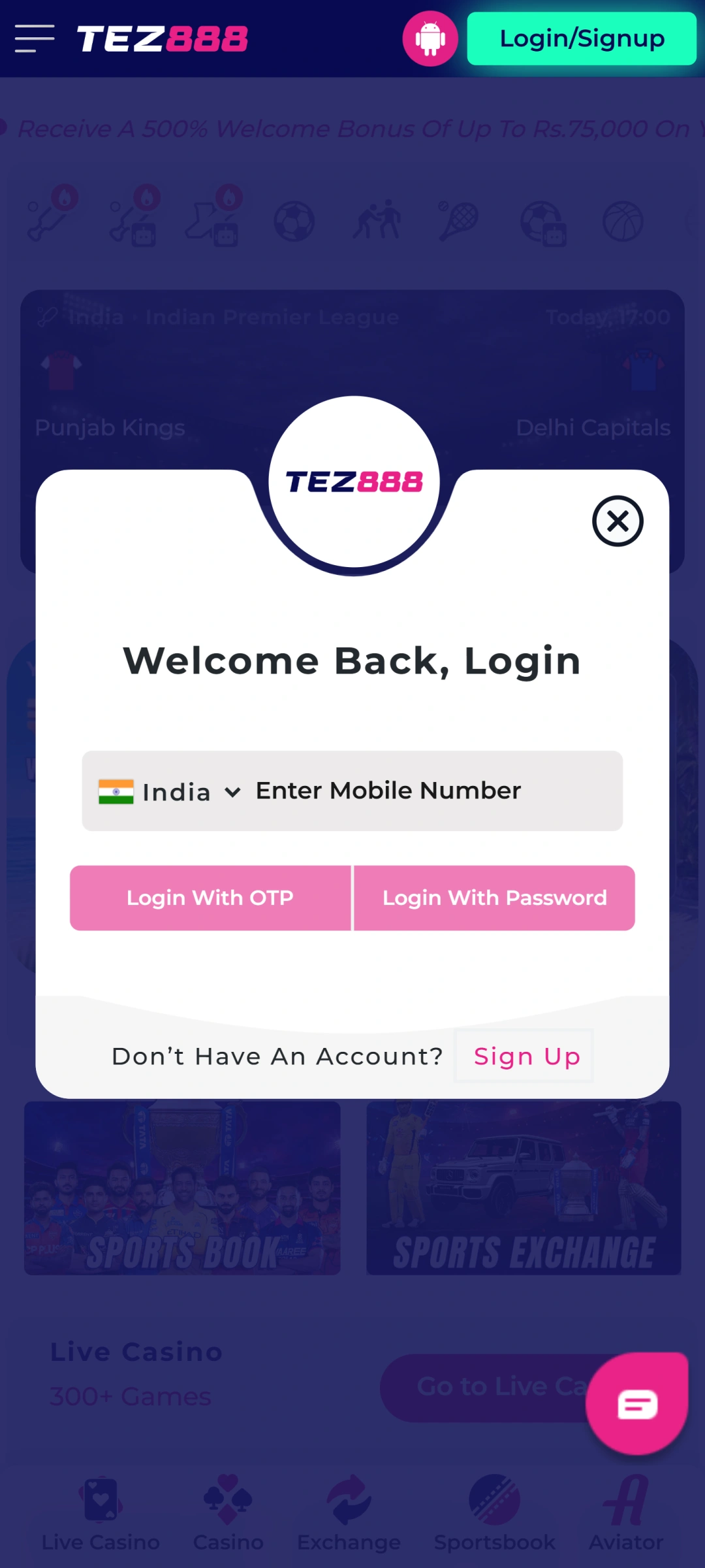 Complete the registration process in the Tez888 app to start playing.