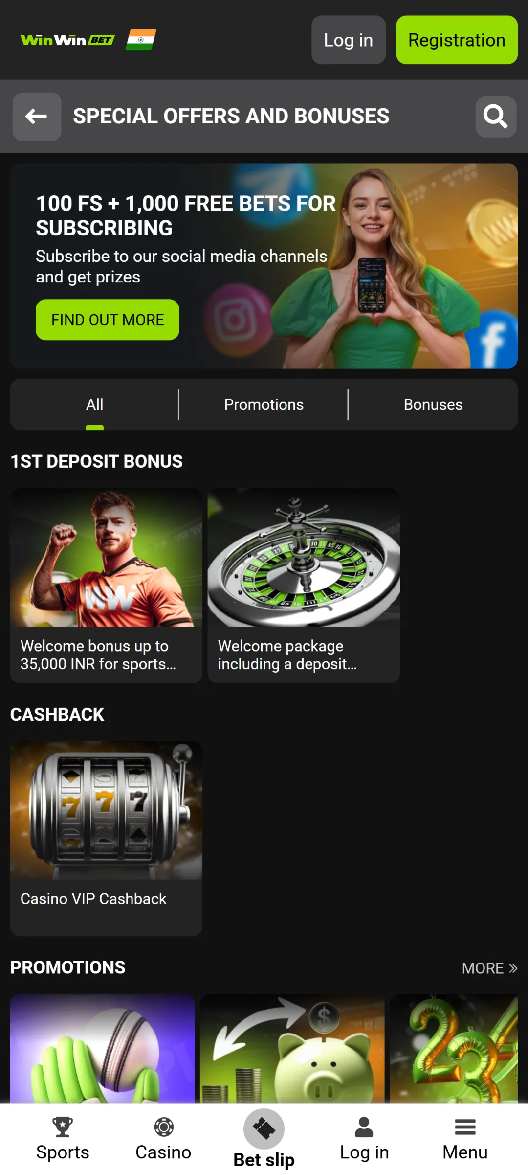 Check all available promotions in the WinWin app for extra rewards.