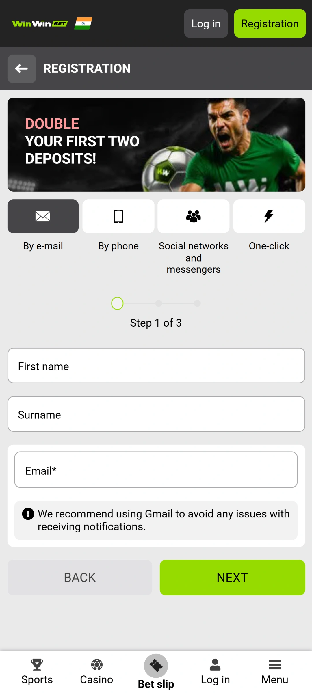 Complete your registration in the WinWin app to unlock all features.